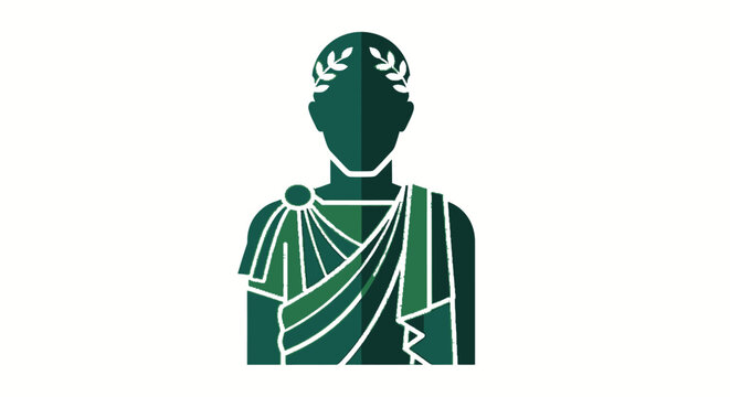 Silhouette Illustration of Ancient Roman Senator Figure.
