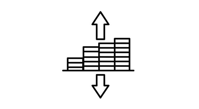 Financial Growth Chart with Up and Down Arrows Icon