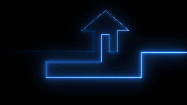 Home icon house sign glowing neon lights seamless loop.Neon line home icon. Neon line Cool linear animated.glowing neon home icon and black background.4k