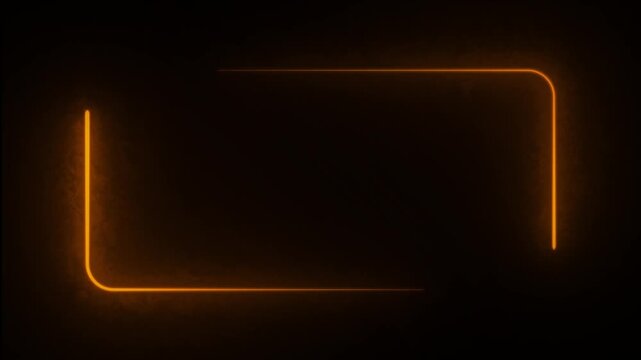 Glowing Neon Rectangle Border Frame Motion Graphic with Two Tone Light Abstract Vaporwave Loop Animated Background for Video Overlay Element, 4K Seamless Burning Fire Line Isolation Box Footage