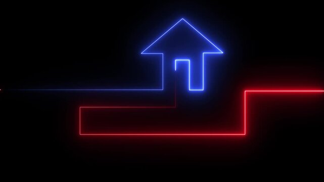 Home icon house sign glowing neon lights seamless loop.Neon line home icon. Neon line Cool linear animated.glowing neon home icon and black background.4k