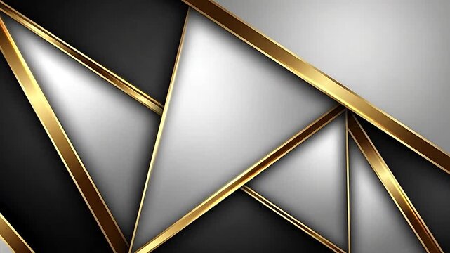 Abstract background with overlapping geometric shapes and gold metallic lines
