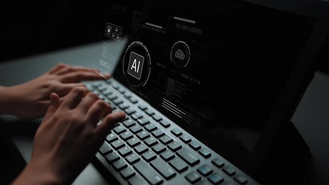 AI interface showing how artificial intelligence powers systems. AI Artificial intelligence transforms data, enables automation, and AI artificial intelligence drives innovation. Marrow