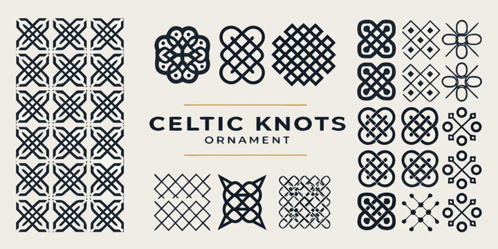 Collection Of Twenty four Black Celtic Knot Ornaments A Detailed Vector Illustration design knotwork interlace