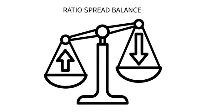 Ratio Spread Balance Icon: Up Arrow in Left Pan, Down Arrow in Right Pan