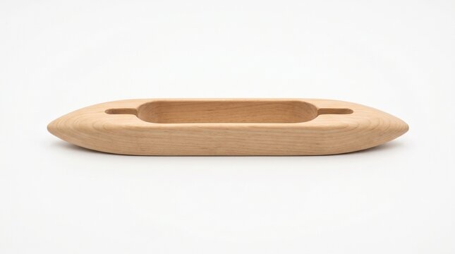 Traditional wooden weaving shuttle used for handloom weaving isolated on a white background