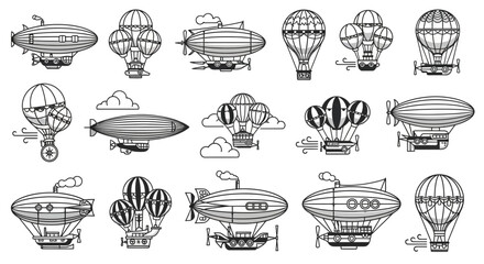 Steampunk Airships and Hot Air Balloons Collection © gundul