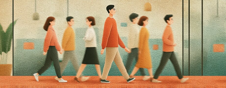 Group of diverse people walking in a modern indoor environment with blurred motion effect Modern China Business a sustainable china business model