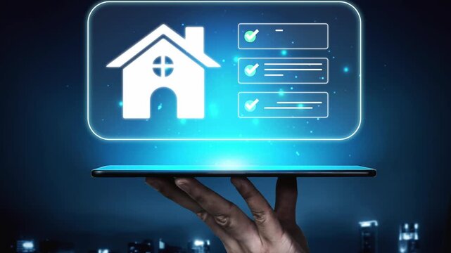 Digital Home Management Concept with Smart Technology and Checklist Interface for Modern Living in an Urban Environment Gluon.