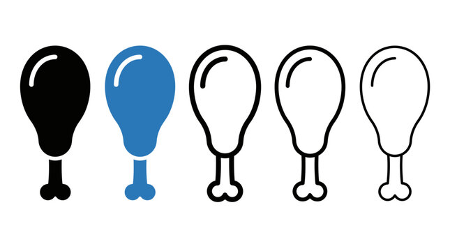 Horizontal row of stylized drumstick icons, solid and outlined, representing rating indicators with bold shapes, food symbolism, and minimal design.
