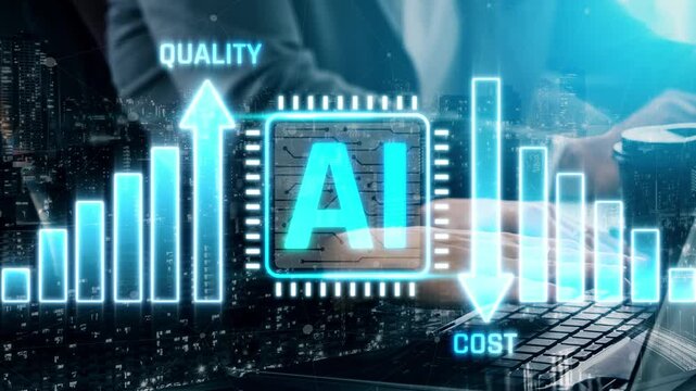Artificial Intelligence Concept for Business Growth and Cost Reduction with Graphs and Data Visualizations in a Modern Office Environment Sigmoid