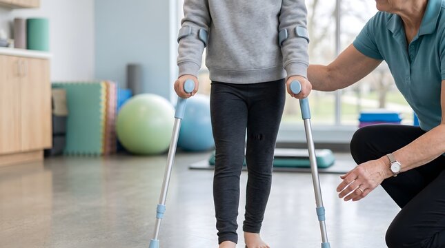 Child Rehabilitation Training with Pediatric Forearm Crutches