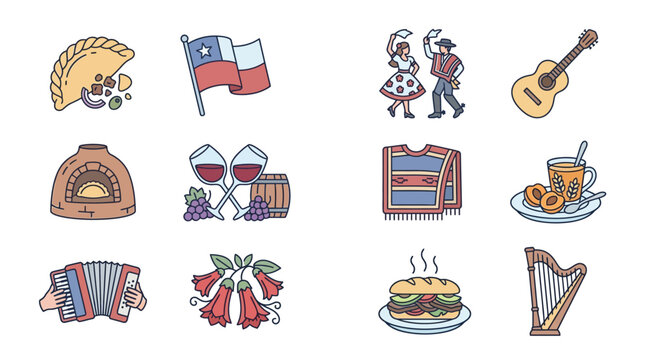Colorful illustrations of Texan culture and cuisine