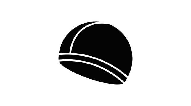 Black Swimming Cap Icon on White Background, Simple Sport Symbol