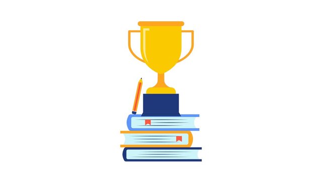 Golden trophy cup award for education success