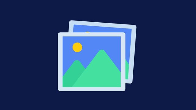 Animated picture stack floating on blue background