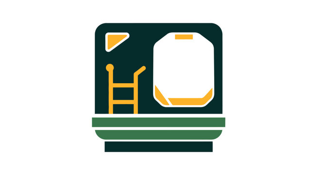Flat Design Illustration of Bunk Bed Inside Box Icon.