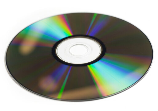 Shiny compact disc with rainbow colors