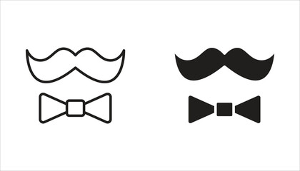 Naklejka premium Father's Day icon set. Mustache, hat, glasses. White background.