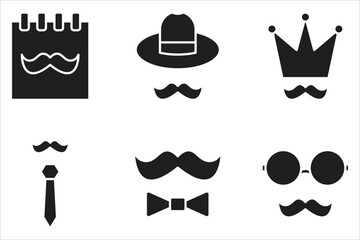 Naklejka premium Father's Day icon set. Mustache, hat, glasses. White background.