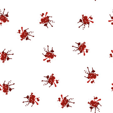 pattern Blood splatter creating an uneven stain with drops and small splashes of red fluid, representing violence, danger, injury, or halloween themes on a clean white background