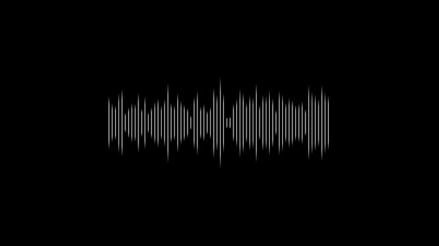 Circular audio wave animation with digital music frequency spectrum equalizer on black background.