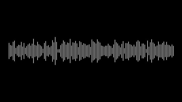Circular audio wave animation with digital music frequency spectrum equalizer on black background.