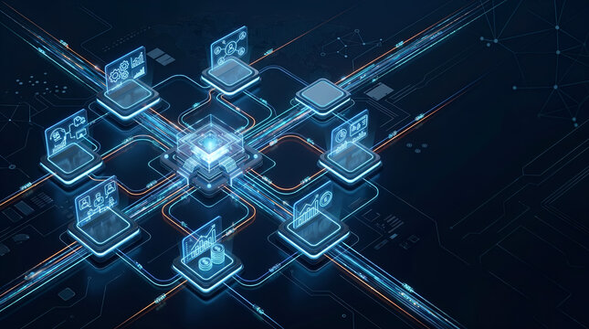 Structured Digital Network Matrix with Central Middleware Processor and Data Flows