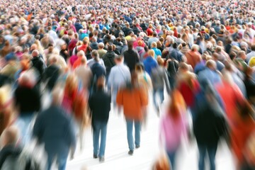 Obraz premium Crowd of people walking street