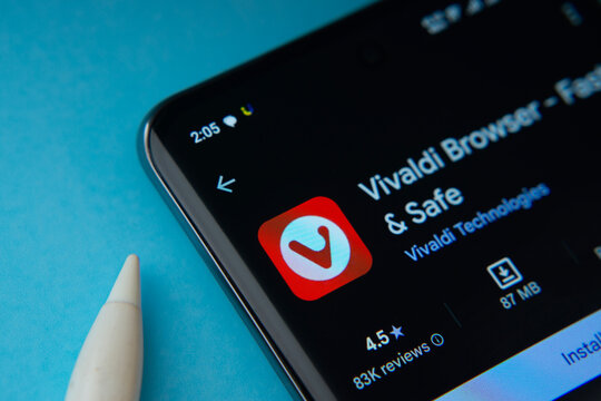 Dhaka, bangladesh- 09 Jun 2026: Vivaldi Browser and Safe Search App Interface on Smartphone Screen.