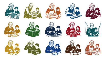 Fototapeta premium Grandparents and grandchildren bonding through hobbies and activities