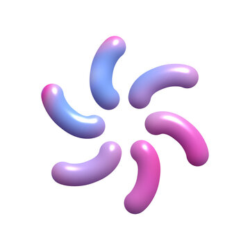 Glossy Pastel 3D Curved Tube Shapes Collection Isolated on Transparent Background