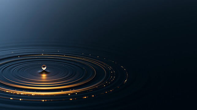 Ripple Effect Showing Impact and Influence with Copy Space