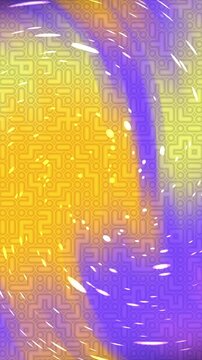 Abstract background with a digital circuit pattern and vibrant purple and yellow gradient colors.