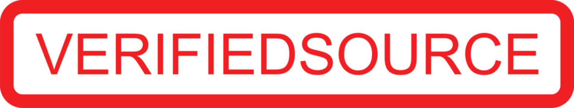 Red and white verified source label sticker icon