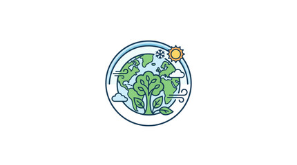 Obraz premium Earth with greenery, sun, and clouds in harmony