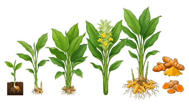Turmeric Plant Growth Stages and Roots
