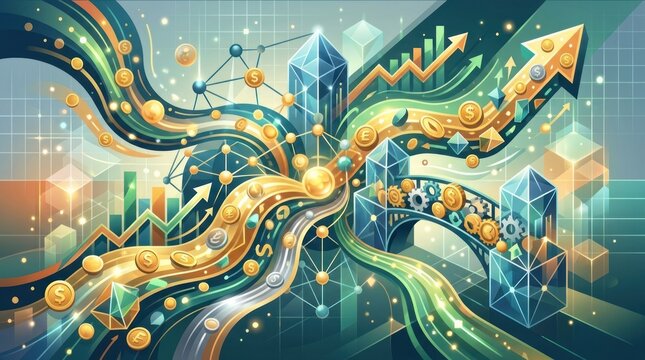 Business Growth Finance Cityscape Concept Art.