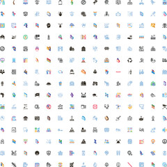 Naklejka premium Large grid displaying a wide variety of minimalist pictograms and glyphs, illustrating various themes, signs, and technology related symbols across multiple categories