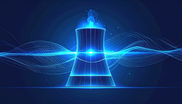 Glowing blue chess piece technology.