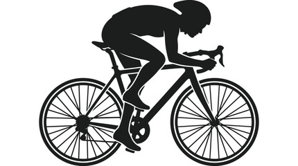 Fototapeta premium Professional cyclist riding a road bike in this clean black and white vector graphic illustration design