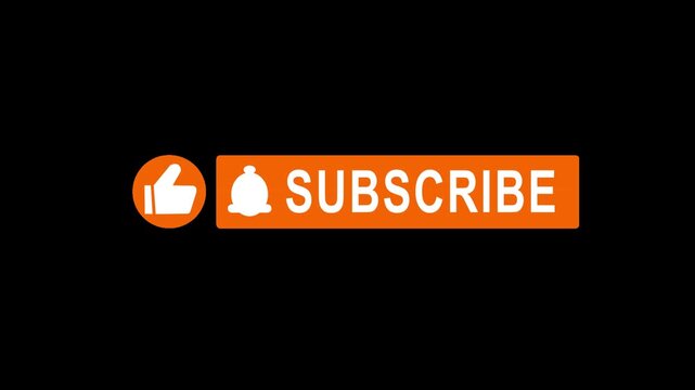 28_Like Subscribe Button Orange - Alpha Channel Overlay