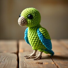 Fototapeta premium cute crochet amigurumi parrot plush