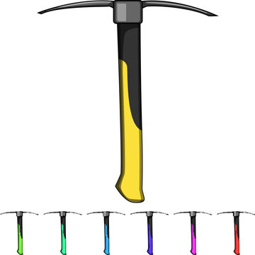 chisel pickaxe cartoon. silhouette pictogram, graphic equipment, simple minecraft chisel pickaxe sign colorful illustration