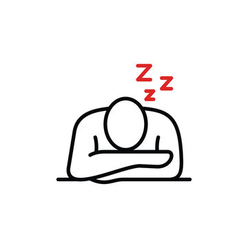 Fatigue and sleepy vector icon. Narcolepsy Excessive Daytime Sleepiness Icon. person sleep in the desk.