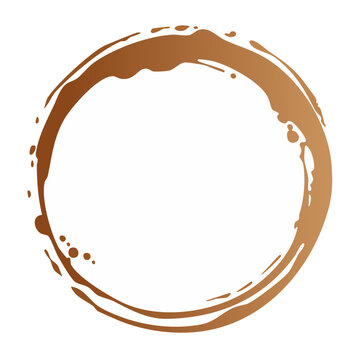 Brown coffee stain ring on white background