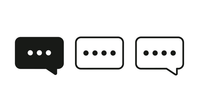 Three speech bubbles with ellipsis dots for conversation or message continuation design