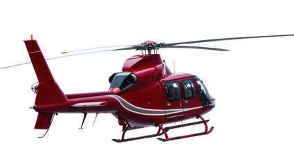 Shiny red helicopter with silver stripes, isolated on transparent background © Nolan
