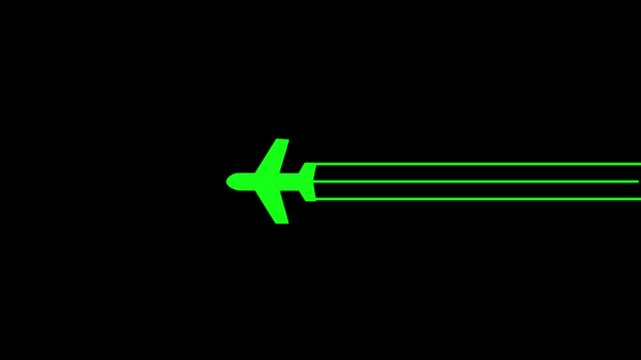 Glowing Simple plane icon, flay icon animation concept, simple flat plane animation. Airplane line path animation, motion graphic of airplane concept. 4k motion video