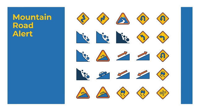 Mountain Road Alert Safety Signs for Hazardous Driving Conditions
